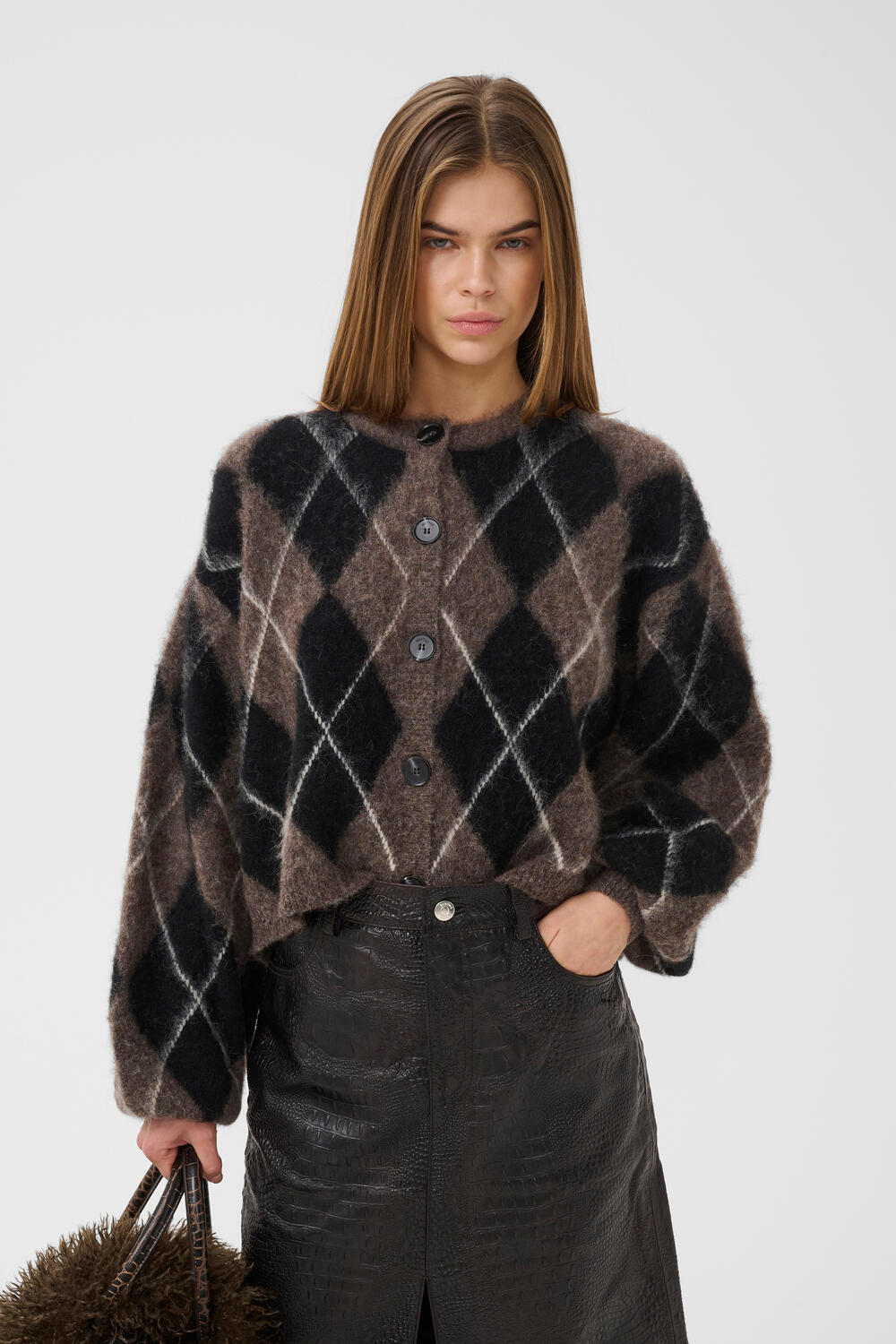 GZsida multi cardigan - Black/Chestnut/Ivory